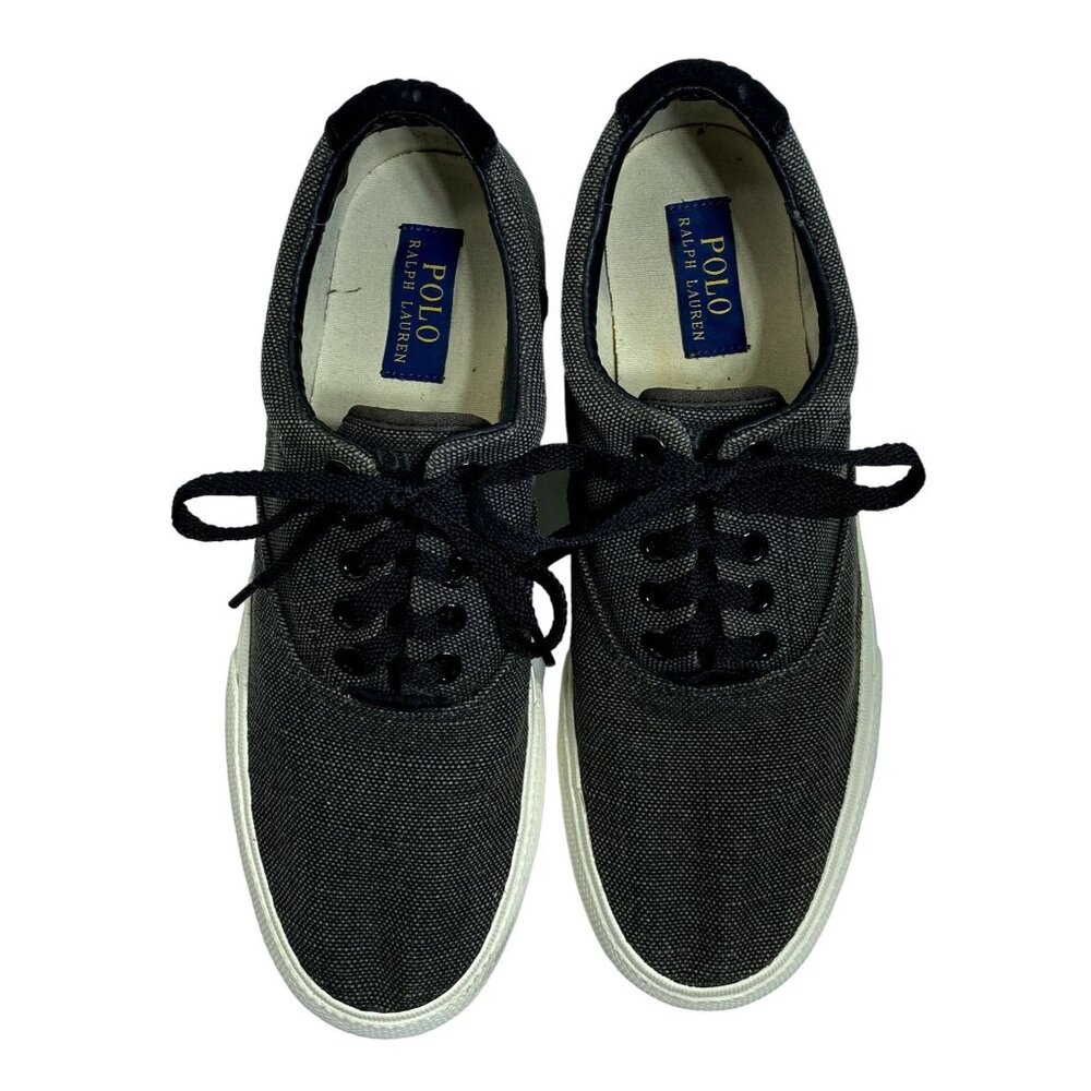 Polo Ralph Lauren Vito Mens Grey Canvas Lace-up Shoes Sneakers Size 9D